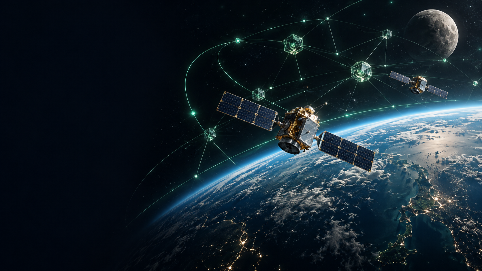 Earth, satellites and a network of data connections